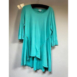 C.M.C by Color Me Cotton Womens Medium 3/4 Sleeve Scoop Neck Hi-Low Tunic Top